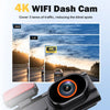 4K WIFI dash cam with wide road view, comparison of 1080p, 2.5K, and 4K image quality