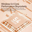 Wireless 5.4 chip on a circuit board, text highlights high performance and stable signal.