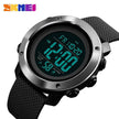Men's SKMEI black digital sports watch with double display and alarm feature