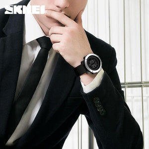 Man in suit wearing SKMEI multi-function digital sports watch