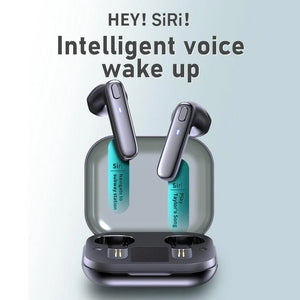 Wireless Bluetooth earbuds with charging case, Siri intelligent voice wake up feature