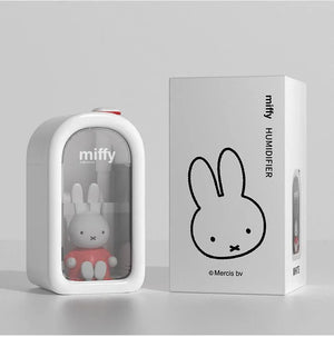 Miffy rabbit doll humidifier with white box featuring Miffy illustration on a gray background