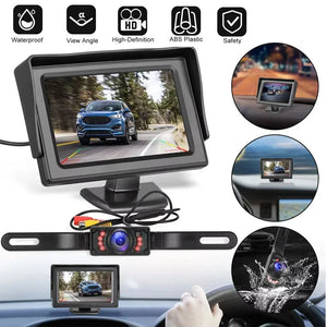 Waterproof high-definition car rearview camera with dashboard monitor and wide view angle