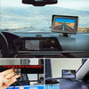 Car dashboard with backup camera monitor, display screen, and rear view camera installation