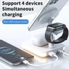 Multi-device charging station powering smartphone, smartwatch, tablet, and earbuds simultaneously