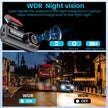 4K Ultra HD dash cam WDR night vision feature comparison with London street scene, bus, and car