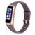 Rose gold fitness tracker smartwatch with colored touchscreen and purple band