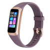 Rose gold and purple fitness tracker smartwatch with colorful display