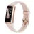 Rose gold fitness tracker smartwatch with pink band and touchscreen display