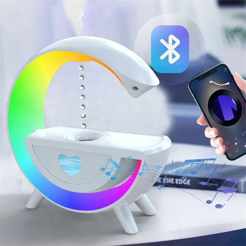 Bluetooth smart humidifier speaker with LED rainbow lights and smartphone control