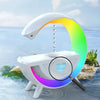 Modern LED humidifier with rainbow lights and heart cutout, displayed on water background