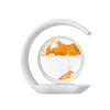Modern white LED sand art lamp with circular frame and flowing orange sand design