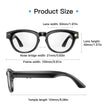 Black smart glasses with product size chart, lens width 50mm, temple length 154mm