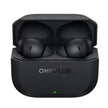 Black OnePlus wireless earbuds in charging case with LED indicator