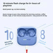 OnePlus blue wireless earbuds charging, 10-minute flash charge for 8 hours playtime