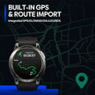 Smartwatch with built-in GPS and route import, black band, fitness tracking display
