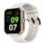 White smart watch with square display showing digital time and fitness tracking