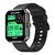 Black smartwatch with green digital display showing multiple fitness metrics