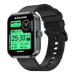 Black digital sports smartwatch with green display, fitness tracking and silicone band