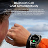 Man wearing waterproof smartwatch making Bluetooth call outdoors with call screen visible
