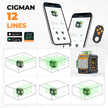 CIGMAN 12 lines laser level with app control, phone, remote, and green laser projection demo