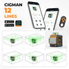 CIGMAN 12 lines laser level with app control, phone, remote, and green laser projection demo