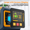CIGMAN laser level with large LCD screen showing leveling, battery, and control buttons