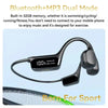 Bluetooth MP3 sports headphones with 32GB memory floating above a tennis racket