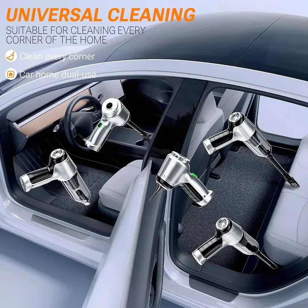 Portable cordless vacuum cleaner for car interior detailing and universal cleaning