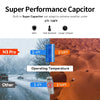 N3 Pro super capacitor comparison, shows winter road and desert, highlights -4°F to 158°F range.