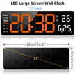 LED large screen wall clock 13 inch, digital display with temperature and date, 32cm x 10.5cm