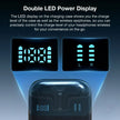 Wireless earbud charging case with double LED power display and headphone battery indicators