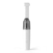 White portable pet grooming vacuum cleaner with brush attachment on white background