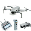 DJI Mini SE drone with camera, remote controller, smart controller, and folded drone view