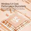 Wireless 5.4 chip illustration with tech background, highlighting core performance upgrade