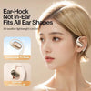 Woman wearing lightweight ear-hook wireless headphones, comfortable fit for all ear shapes