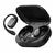 Black wireless Bluetooth earbud with charging case on white background