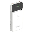 White LDNIO 10000mAh power bank with dual USB ports and digital display