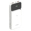 White LDNIO 10000mAh power bank with dual USB ports and digital display