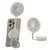Portable foldable mini fan with phone holder and stand, compact travel fan accessory