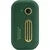 Green portable retro-style mini speaker with gold accents on white background