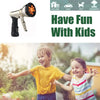 Kids playing outdoors with water spray gun, garden hose nozzle for house, car, pet, garden use