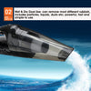 Wet and dry handheld vacuum cleaner with transparent dustbin against ocean wave background