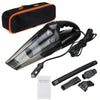 Portable car vacuum cleaner set with nozzle attachments, hose, and carrying bag