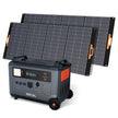 Portable solar generator with foldable solar panels and digital display, OSCAL brand.