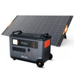 OSCAL portable solar generator with foldable solar panel on white background