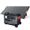 OSCAL portable solar generator with foldable solar panel on white background