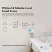 Zigbee smart home setup with wireless switch, smart plug, and lamp on a white table