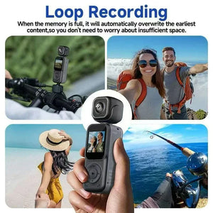 action camera loop recording, adventure travel, cycling, fishing, selfie, beach, ocean