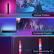 RGB LED light bar for TVs shown in vertical, horizontal, and behind-the-TV positions